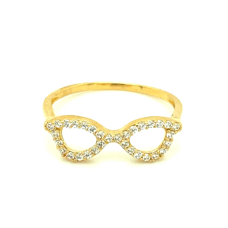 Retro Glasses for Throwback Style -Solid Gold Glasses Ring 14K