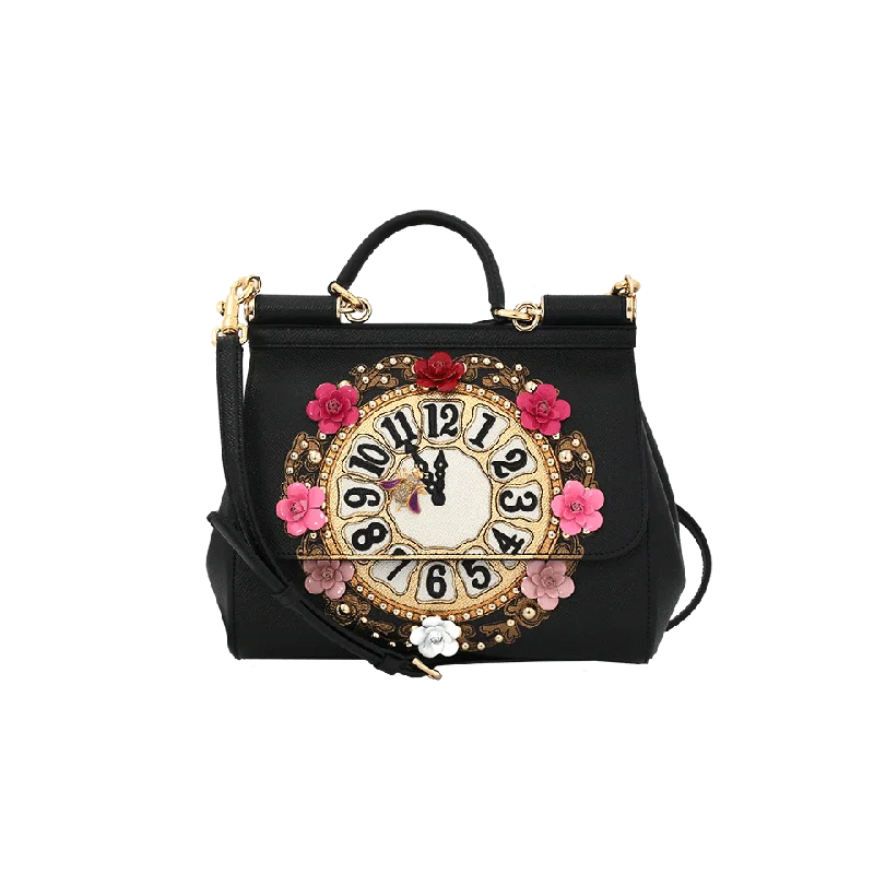 Women's bags with vintage-inspired design and rich leather texture for classic style-Floral Clock Bag