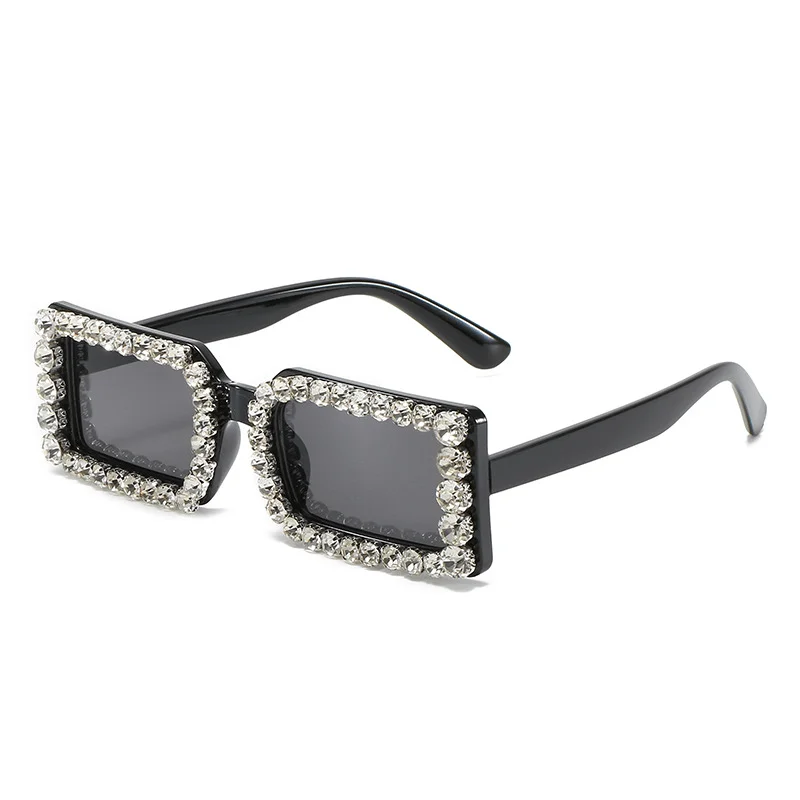 Round Sunglasses for Retro Vibe -European and American Personality Diamond-Studded Square Glasses