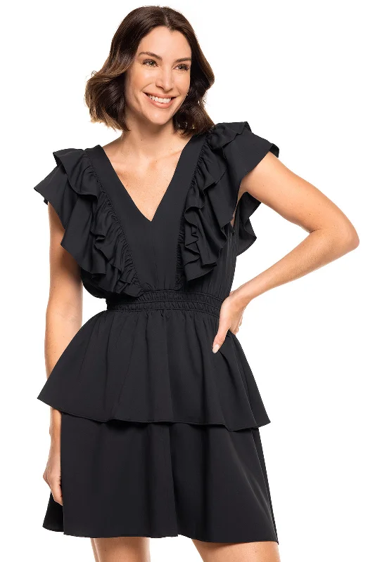 Ball Gown Dresses for Glamour -Women's South Cove V-Neck Ruffle Dress | Black