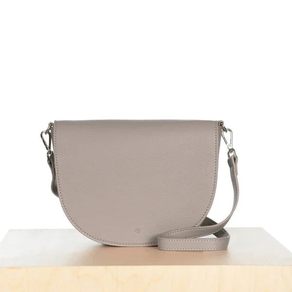 Women's bags with minimalistic design and subtle details for timeless elegance-Mini Saddle Bag (Taupe Pebble)