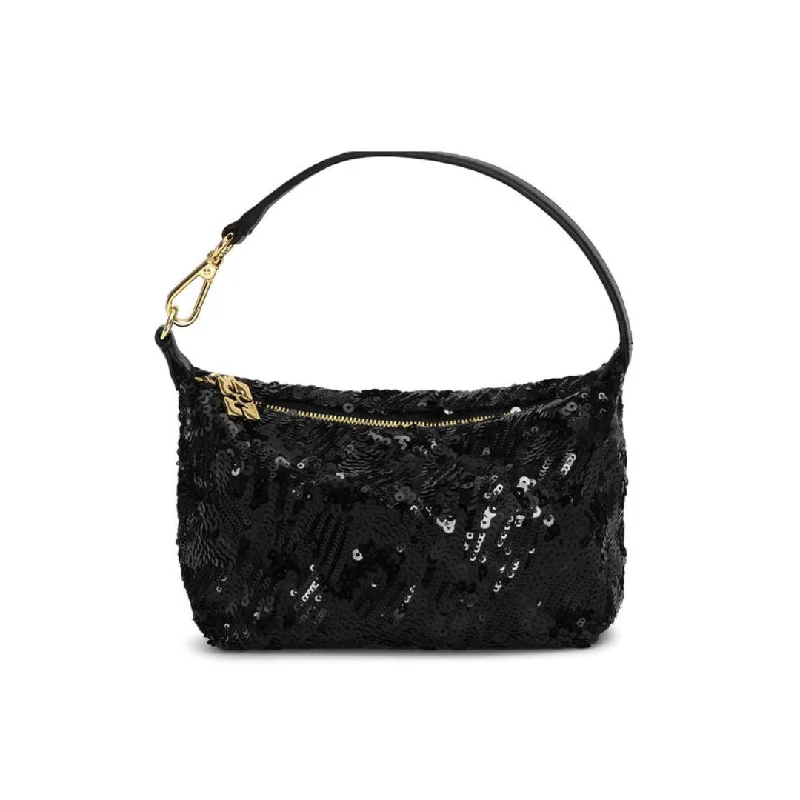 Women's bags with anti-theft design and hidden zippers for added security-Small Butterfly Pouch Sequin Bag (Black)