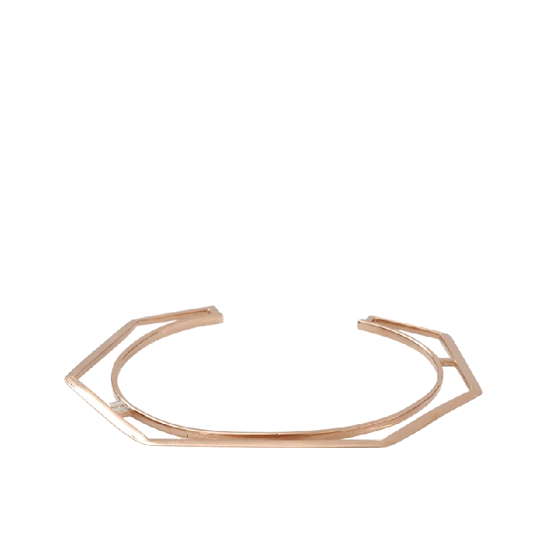 Trendy women's bags with subtle metallic finish and functional design for versatile wear-Diamond Baguette Hexagonal Open Cuff