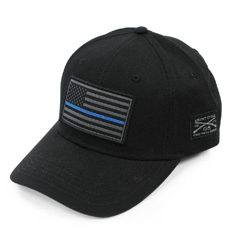 Graphic print cap for artistic expression -Blue Line Flag Hat