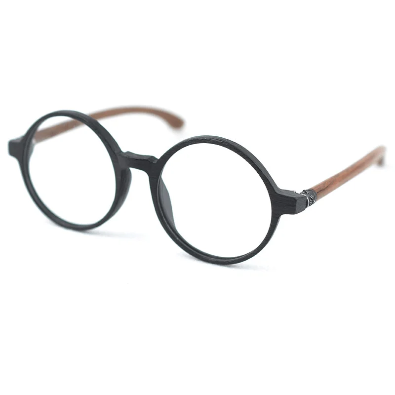 Embroidered Glasses for Unique Design -Japanese Glasses Literary Big round Frame Wooden Leg Mirror Frame