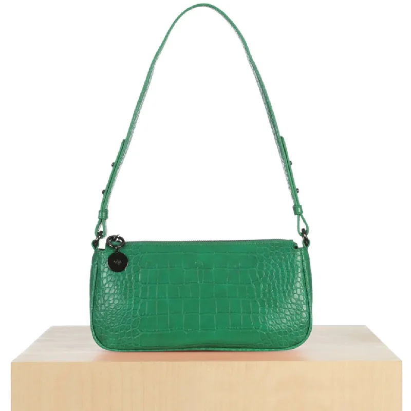 Stylish women's bags with open-top design and multiple pockets for easy access-Baguette Bag (Green Croc)