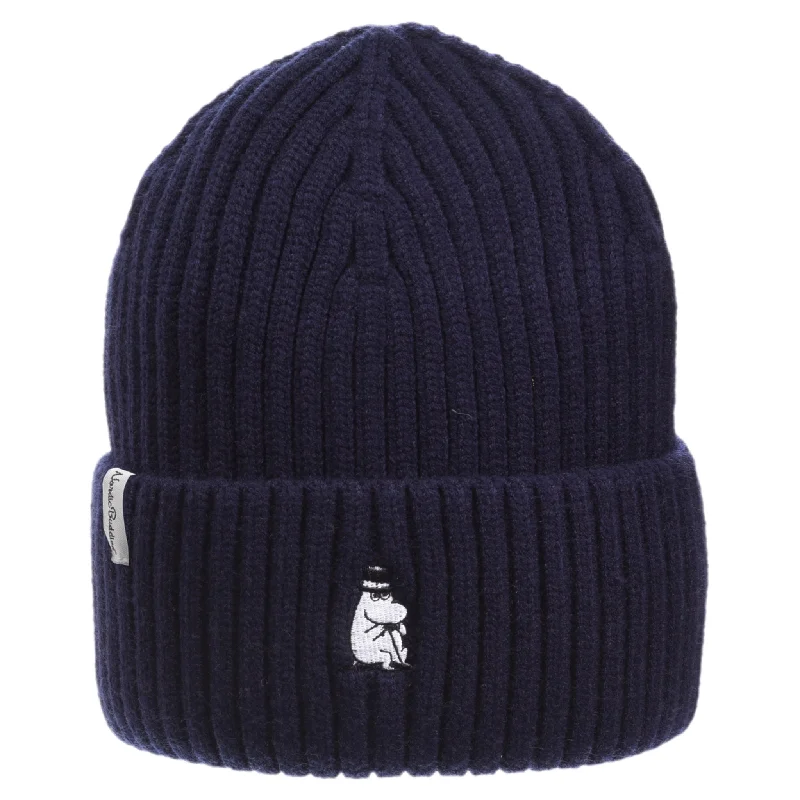 Bold graphic cap for standout fashion flair -Moominpappa Winter Hat Beanie Adult - Navy Blue