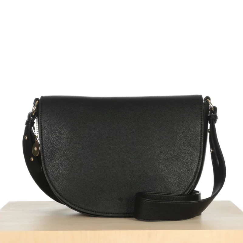 Women's bags with top handle and shoulder strap for versatile carrying options-Mini Saddle Bag (Black Pebble)