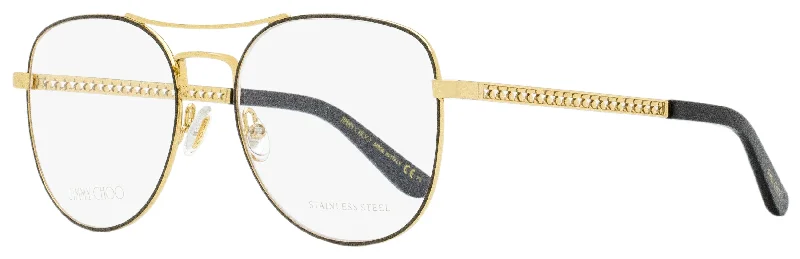 Oval Glasses for Graceful Look -Jimmy Choo Women's Aviator Eyeglasses JC200 VUE Gold/Black 54mm