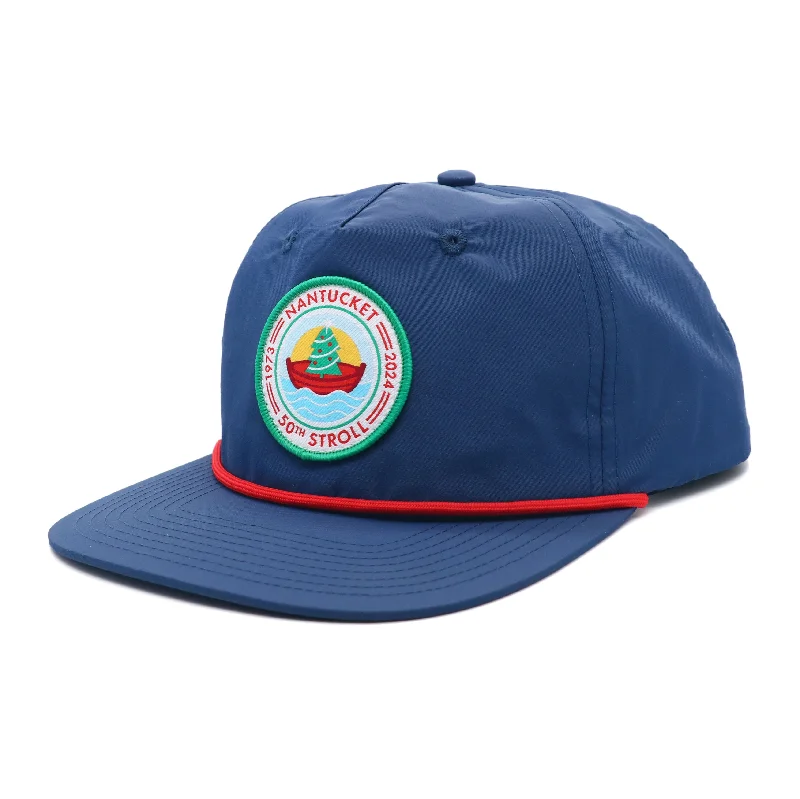 Trucker cap with retro patch design -50th Stroll Rope Hat - Navy