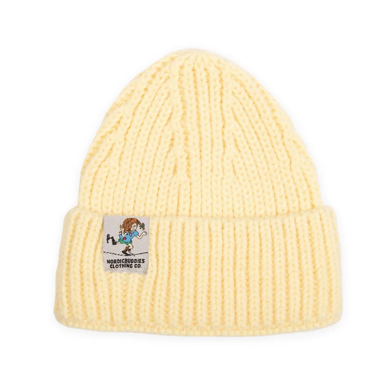 Wool trucker cap for warm stylish wear -Pippi Tightrope Beanie Adult - Yellow