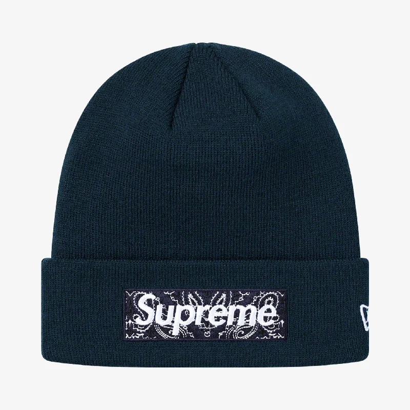 Minimalist mesh cap for airy lightweight feel -Supreme x New Era Beanie 'Bandana Box Logo' Navy (FW19)