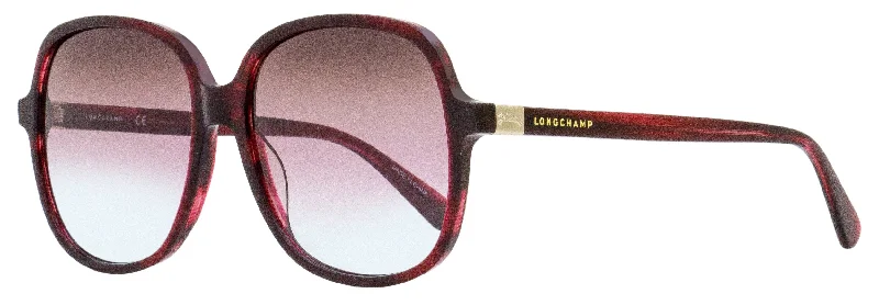 Metal Framed Sunglasses for Durability -Longchamp Women's Square Sunglasses LO668S 514 Marble Rouge 58mm