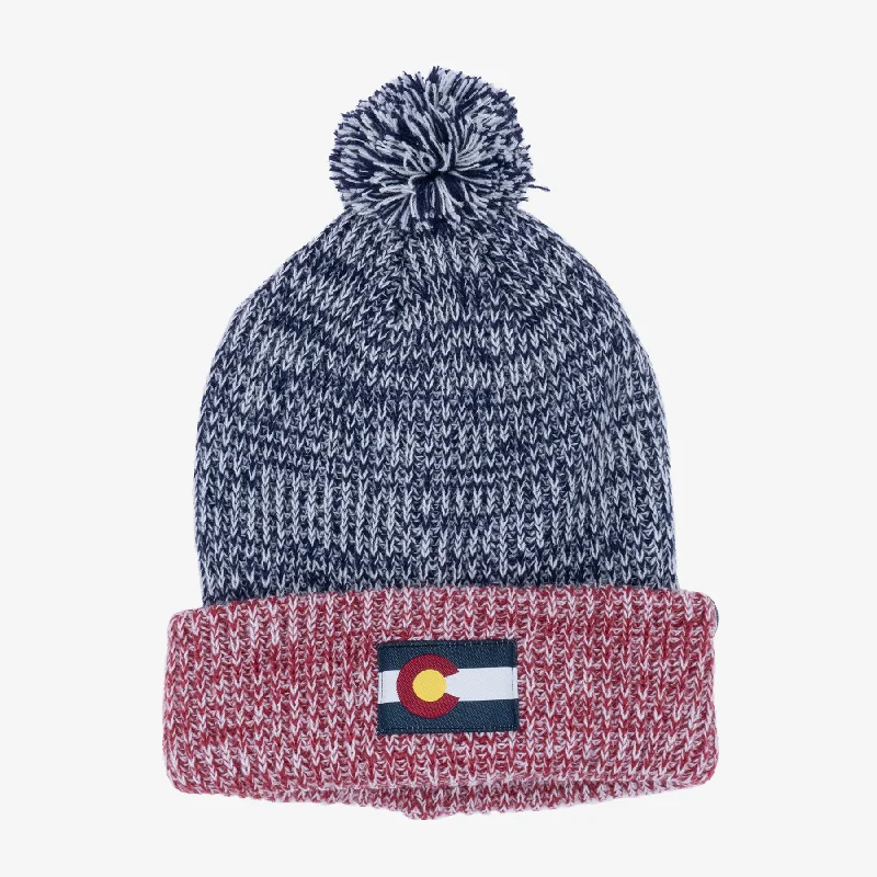 Embroidered cap with custom team initials -Colorado Flag Knit Beanie