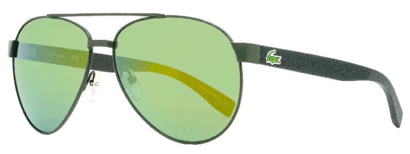 Geometric Glasses for Modern Design -Lacoste Unisex Aviator Sunglasses L185S 315 Dark Green 60mm