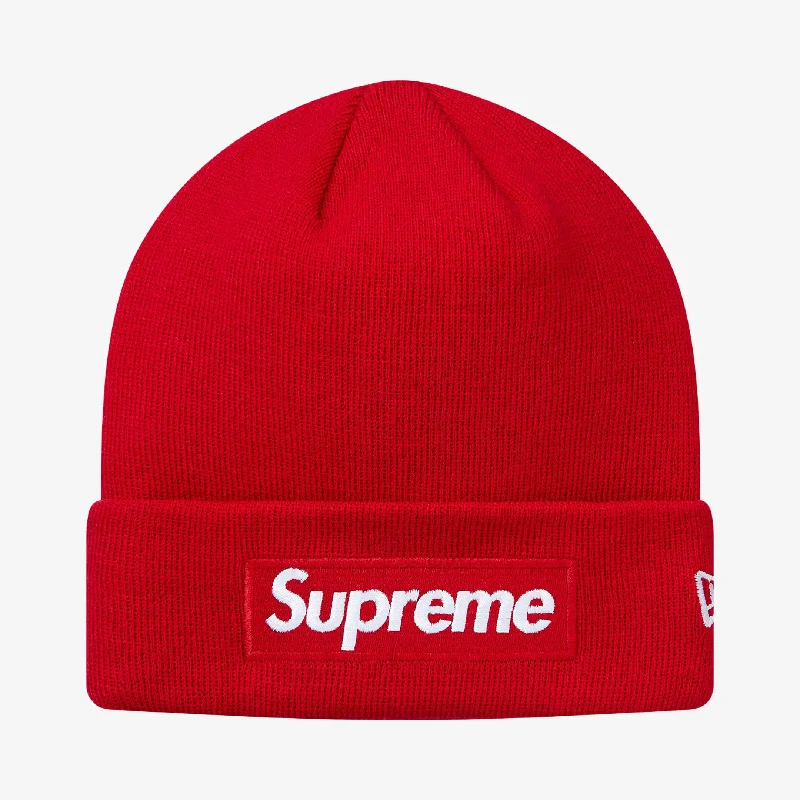 Classic cap with simple logo embroidery -Supreme x New Era Beanie 'Box Logo' Red (FW18)