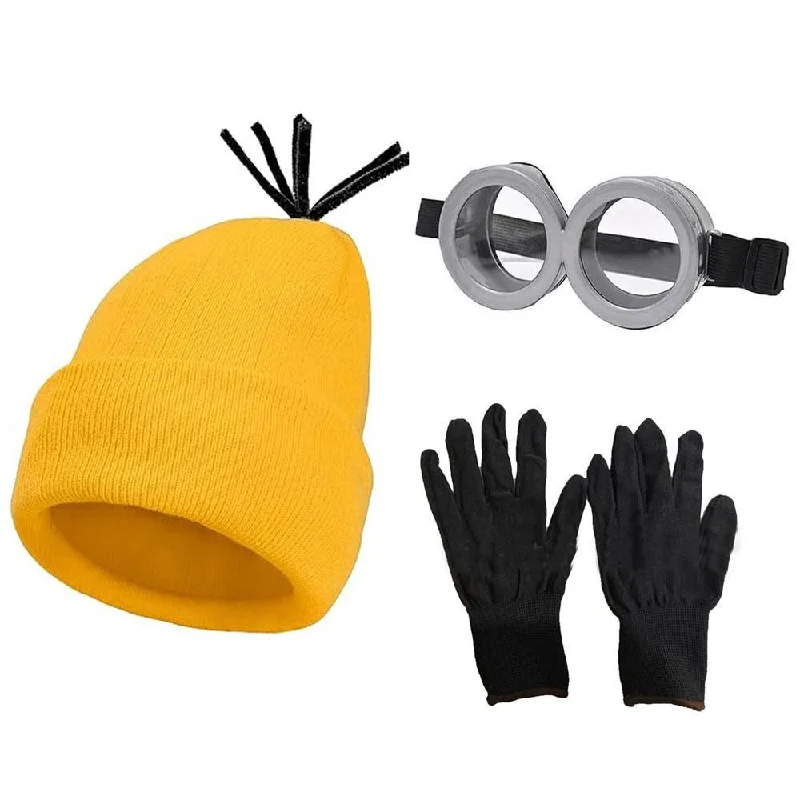 Mirrored Sunglasses for Trendy Look -Despicable Me Minions Hat knitted hat gloves glasses set costume props cosplay