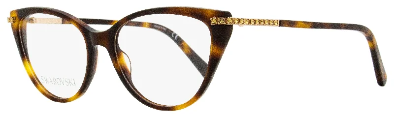 Fringed Glasses for Bohemian Vibe -Swarovski Women's Cat Eye Eyeglasses SK5425 052 Havana/Gold 53mm