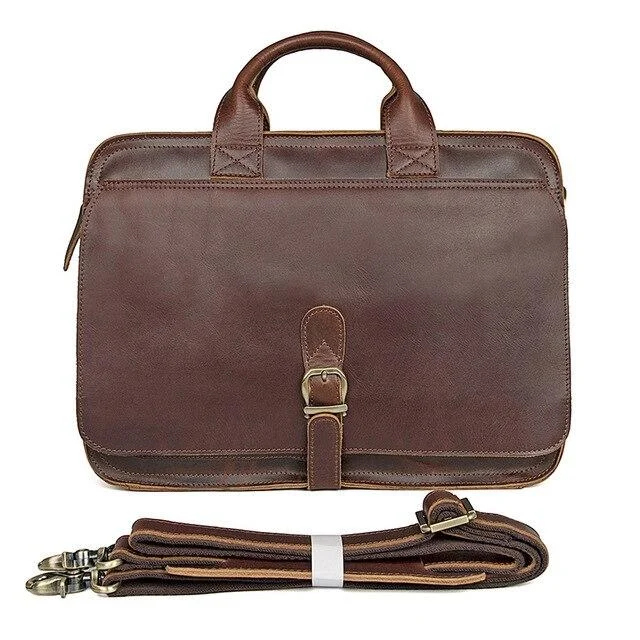 High-quality women's bags with luxury materials and detailed stitching for durability-Vintage Men's Cow Leather Business 15" Laptop Briefcase Bag