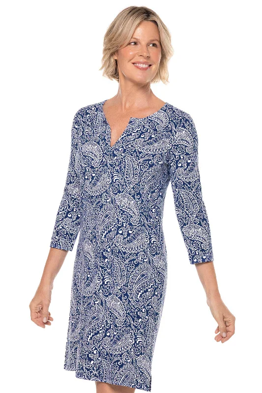 Nylon Dresses for Stretchable -Women's Oceanside Tunic Dress | Navy Artisan Paisley