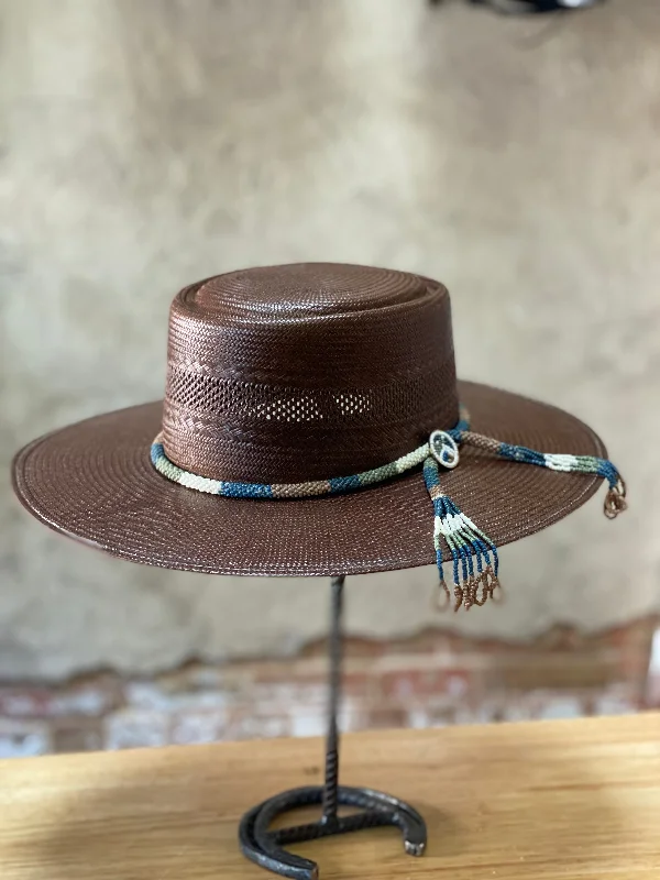 Classic cap with subtle tonal embroidery -Stetson Tellus Straw Hat