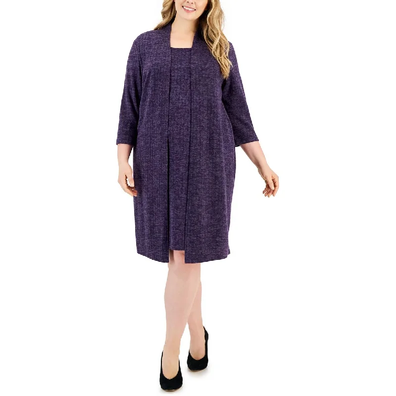 Abstract Dresses for Creative -Connected Apparel Womens Plus Layered Midi Wear To Work Dress