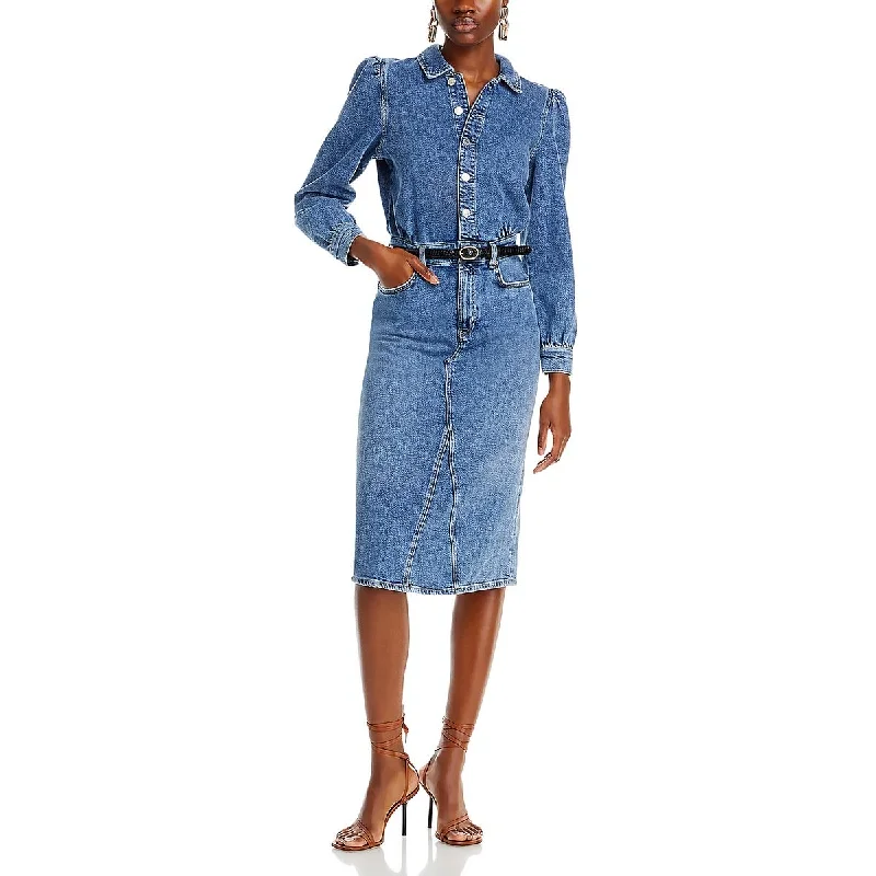 Fringed Dresses for Edgy -Rails Womens Beverly Long Sleeve Denim Shirtdress