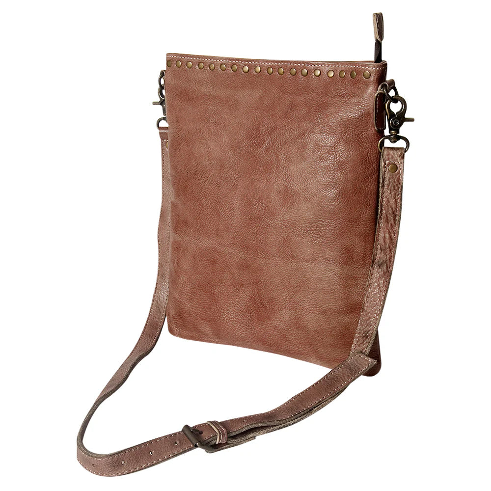 Practical women's bags with adjustable straps and spacious interior for versatility-Never Mind! Western Desert Brown Genuine Leather Crossbody Bag