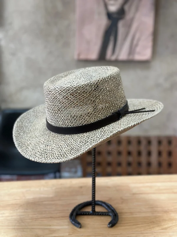 Vintage washed cap for faded cool look -Stetson Gambler Seagrass Straw Outdoor Hat