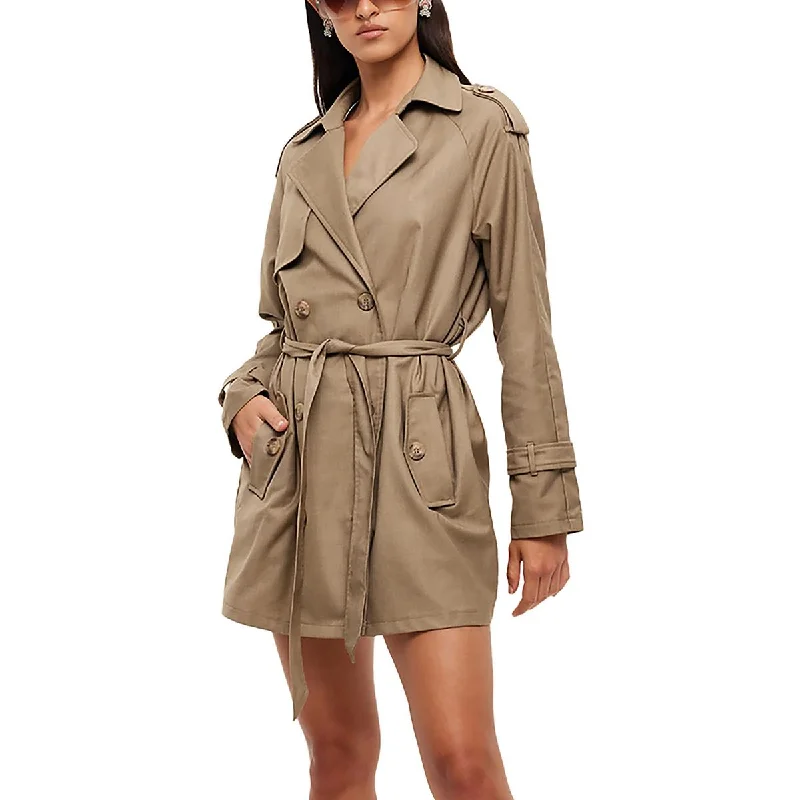 Studded Dresses for Statement -Lioness Womens Trencherous Double-Breasted Jacket Mini Dress