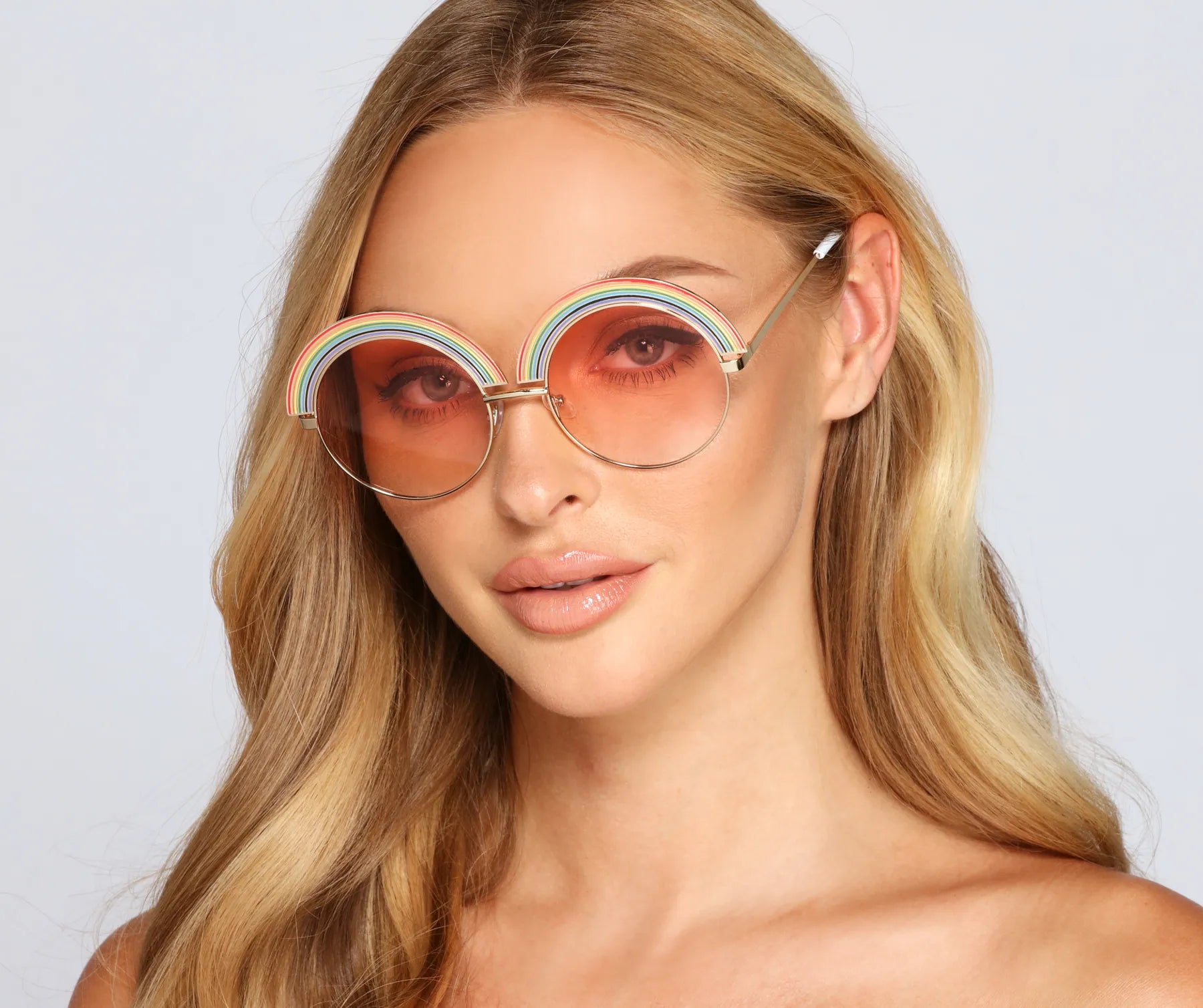 Metal Framed Glasses for Sophisticated -Iconic Diva Round Rainbow Sunglasses