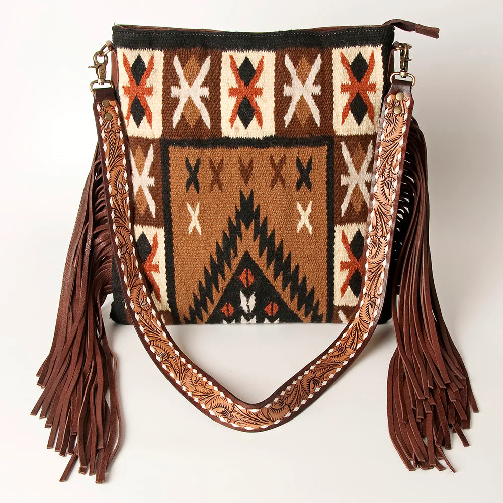 Women's bags with smooth, high-quality leather and spacious interior for practicality-American Darling Vintage Saddle Blanket Large Crossbody Bag