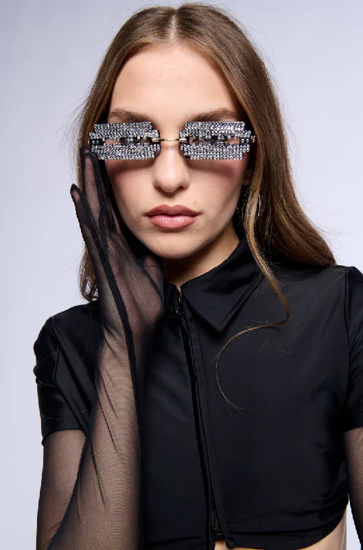 Square Sunglasses for Modern Look -SEE THRU U RAZOR BLING GLASSES