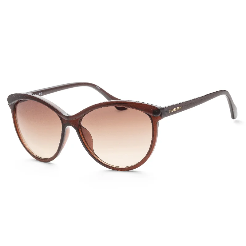 Geometric Glasses for Modern Design -Calvin Klein Women's CK19534S-210 Fashion 58mm Crystal Brown Sunglasses