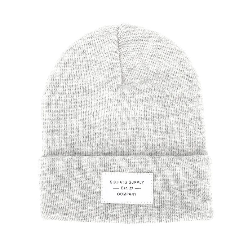 Embroidered cap with personalized name design -Heather Grey Folding Beanie