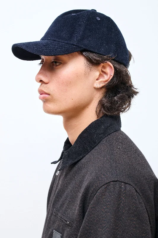 Washed denim cap for broken-in softness -Solotex Corduroy Sports Cap Dark Navy