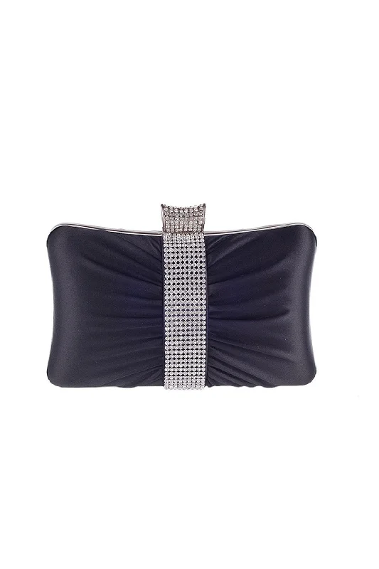 Stylish women's bags with minimalistic design and soft leather for everyday wear-Portable Black Rhinestones Clutch Bag