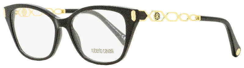 Modern Glasses for Contemporary -Roberto Cavalli Women's Rectangular Eyeglasses RC5113 001 Black/Gold 52mm