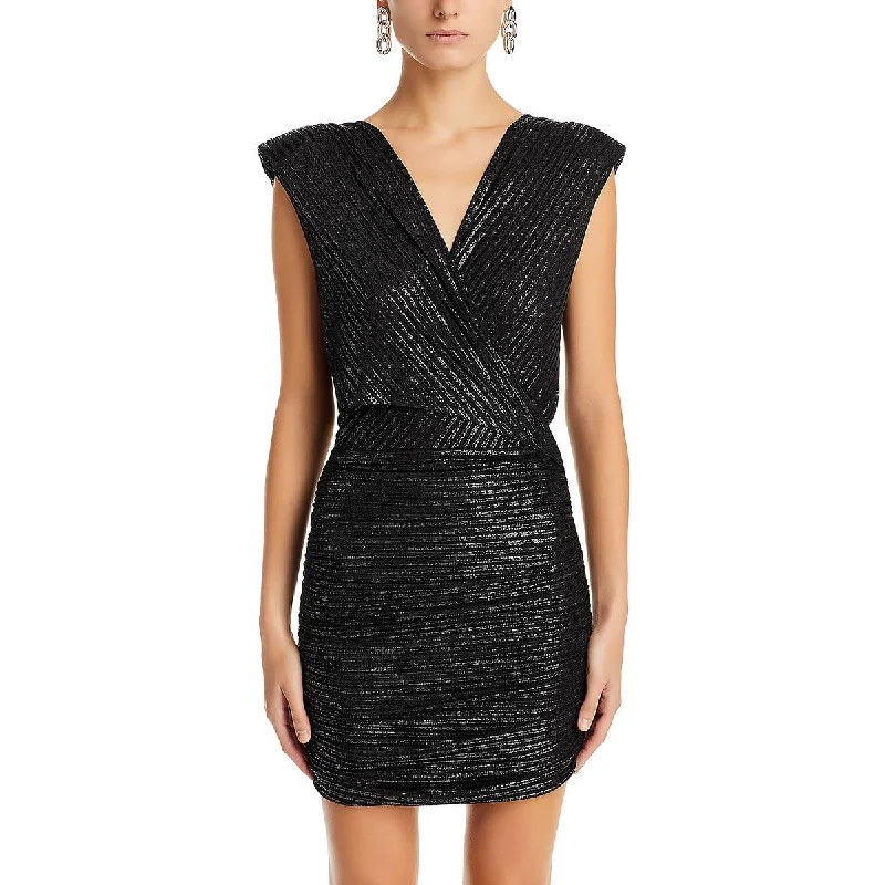 High-waisted Dresses for Flatter -Ramy Brook Womens Alma Metallic Mini Cocktail And Party Dress