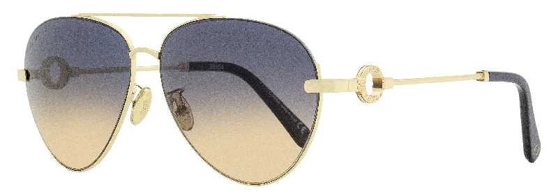 Mirrored Sunglasses for Trendy Look -Omega Women's Pilot Sunglasses OM0031H 32W Gold/Blue 61mm