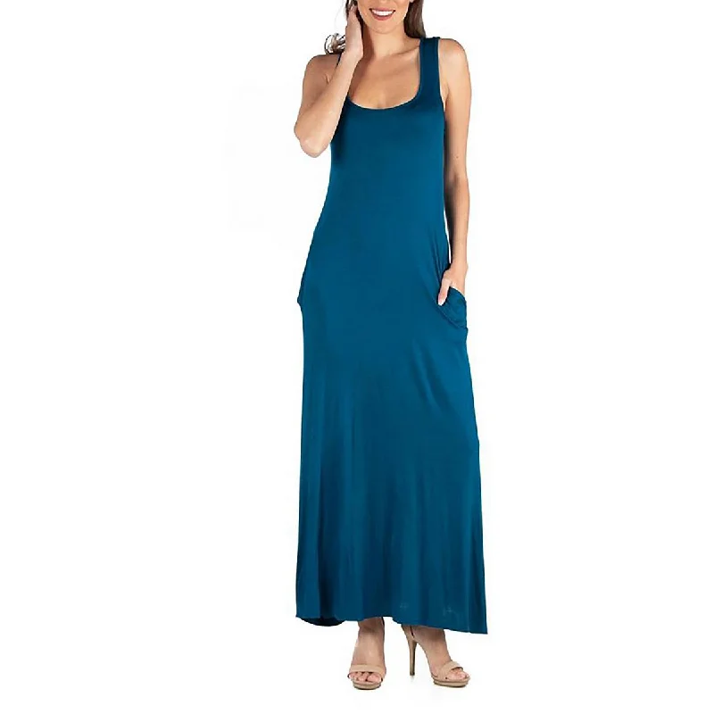 Minimalist Dresses for Simplicity -24seven Comfort Apparel Womens Knit Sleeveless Maxi Dress