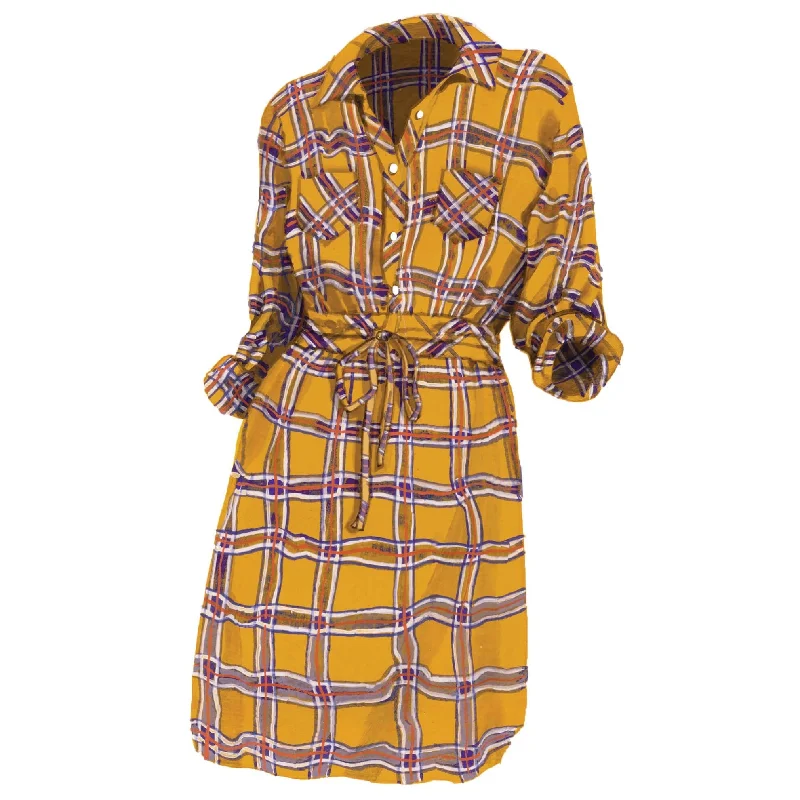 Resort Dresses for Vacation -Plaid Shirtdress