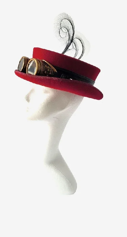 Sustainable Glasses for Eco-friendly -Bespoke Steampunk top hat with pheasant feathers and glasses