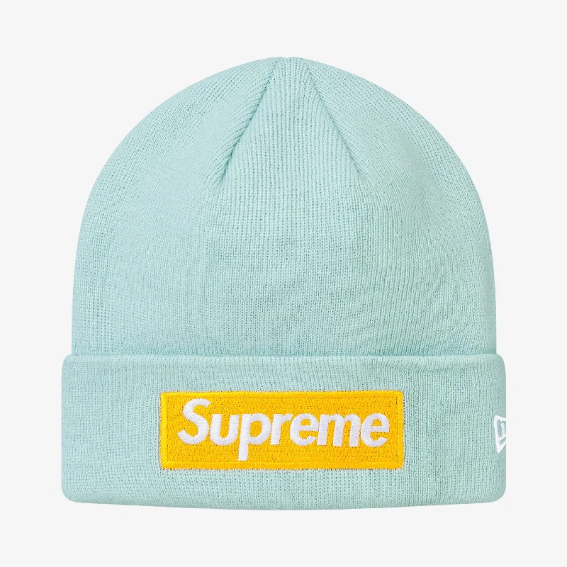 Leather trucker cap for edgy rugged appeal -Supreme x New Era Beanie 'Box Logo' Ice Blue (FW17)