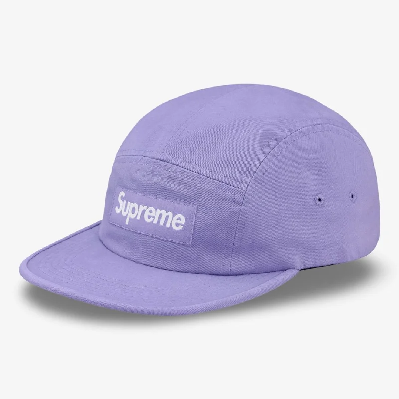 Trucker mesh cap for ventilated cool wear -Supreme Washed Chino Twill Camp Cap Light Purple (SS18)