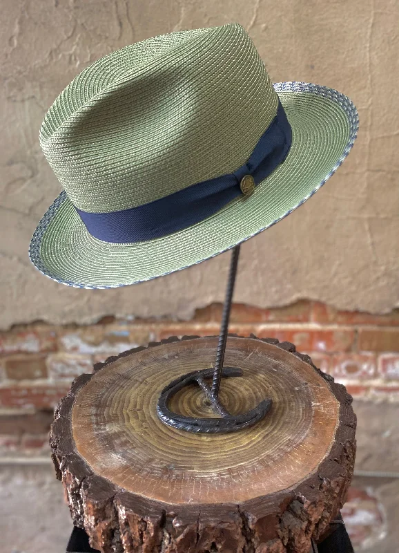 Embroidered cap with custom team initials -Stetson Vidora Straw Fedora