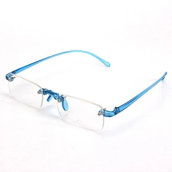 Branded Sunglasses for Quality Assurance -Blue Rimless Light Presbyopic Reading Glasses Fatigue Relieve Strength 1.0 1.5 2.0 2.5 3.0