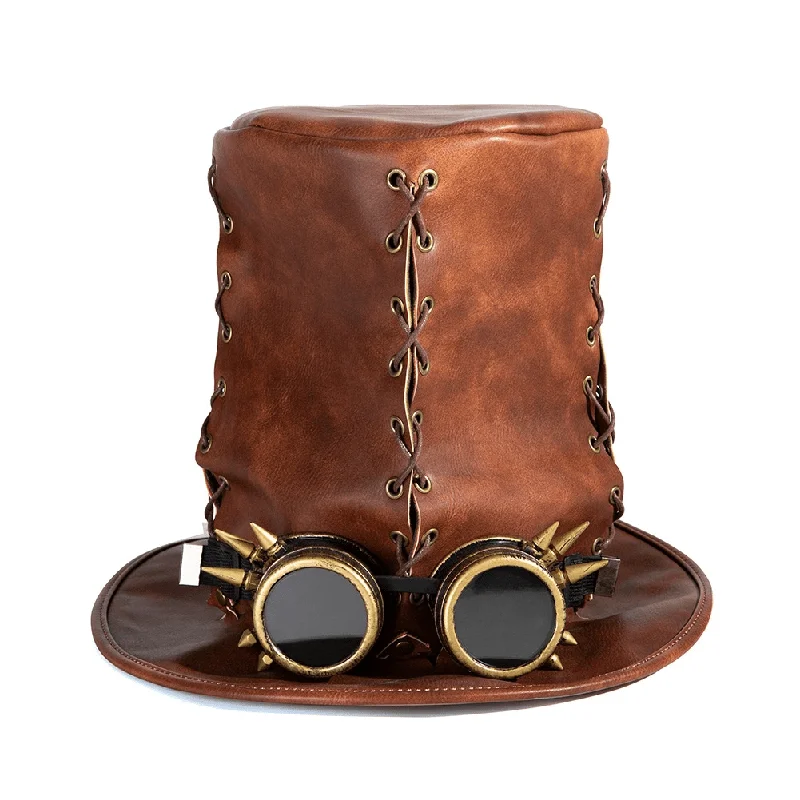 Colored Sunglasses for Fashion Statement -Men's Steampunk Sutural High Hat with Glasses