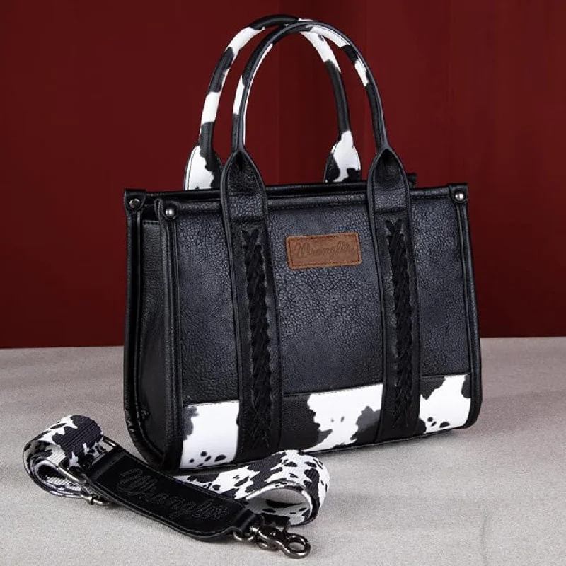 Women's bags with compact size and sleek design for easy travel and everyday use-Wrangler Womens Cow Print Concealed Carry Crossbody Tote Bag - WG102-8120S-BLK