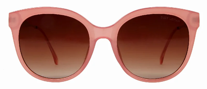 High-end Glasses for Luxury -Suzy Levian Women's Pink Oversize Lens Rose Gold Accent Sunglasses